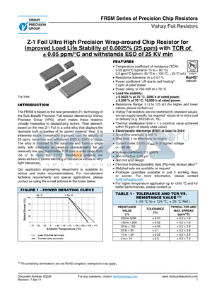 FRSM datasheet - Z-1 Foil Ultra High Precision Wrap-around Chip Resistor