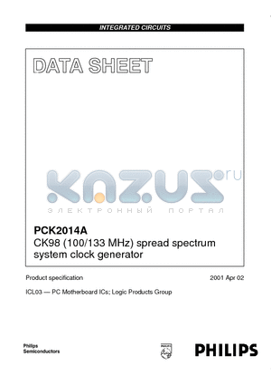 PCK2014A datasheet - CK98 100/133 MHz spread spectrum system clock generator