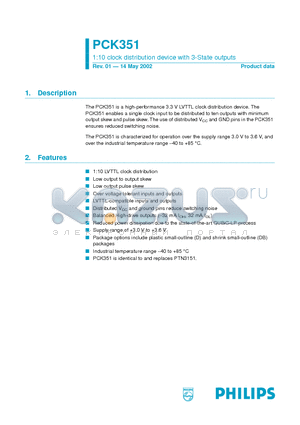 PCK351DB datasheet - 1:10 clock distribution device with 3-State outputs