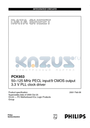 PCK953BD datasheet - 50-125 MHz PECL input/9 CMOS output 3.3 V PLL clock driver