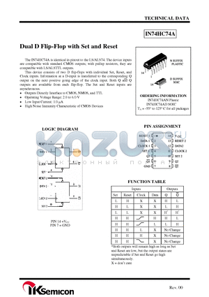 IN74HC74AD datasheet - Dual D Flip-Flop with Set and Reset