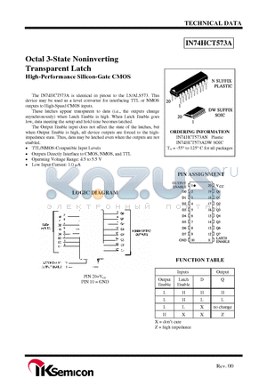 IN74HCT573A datasheet - Octal 3-State Noninverting Transparent Latch High-Performance Silicon-Gate CMOS