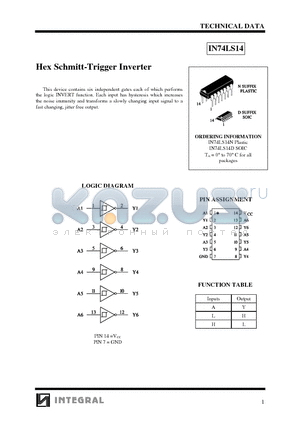 IN74LS14D datasheet - Hex Schmitt-Trigger Inverter