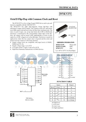 IN74LV273N datasheet - Octal D Flip-Flop with Common Clock and Reset