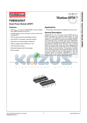 FSB50325AT datasheet - Smart Power Module (SPM^)