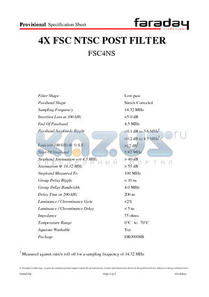 FSC4NS datasheet - 4X FSC NTSC POST FILTER