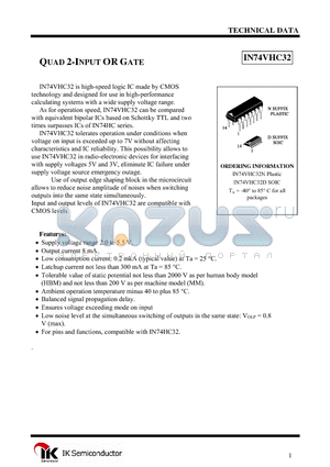 IN74VHC32N datasheet - QUAD 2-INPUT OR GATE