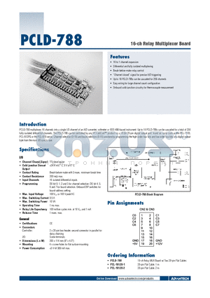 PCLD-788 datasheet - 16-ch Relay Multiplexer Board