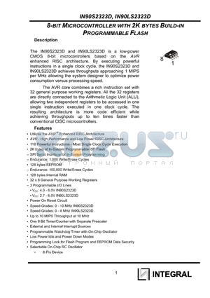 IN90S2323D datasheet - 8-BIT MICROCONTROLLER WITH 2K BYTES BUILD-IN PROGRAMMABLE FLASH