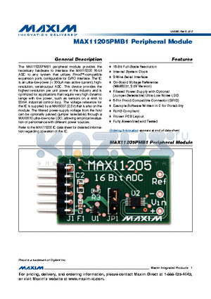 MAX11205PMB1 datasheet - MAX11205PMB1 Peripheral Module