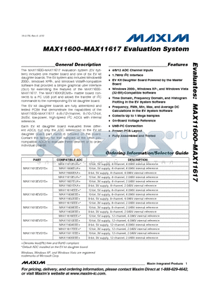 MAX11614EVSYS+ datasheet - Evaluation System