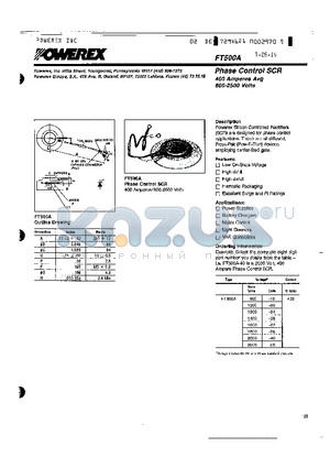 FT500A-24 datasheet - Phase Control SCR 400 Amperes Avg 800-2500 Volts