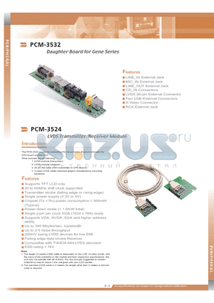 PCM-3524 datasheet - LVDS Transmitter/Receiver Module