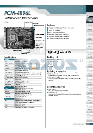 PCM-4896L datasheet - AMD Geode GX1 Processor