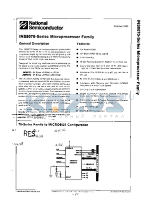 INS8070 datasheet - 8-Bit Data Bus, 16-Bit Address Bus, Built-in Multiprocessing and DMA Logic, On-Chip Clock Generation, Single 5-Volt Supply