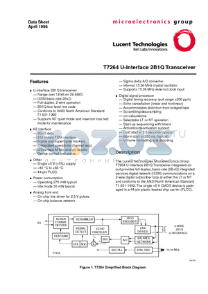 T7264 datasheet - T7264 U-Interface 2B1Q Transceiver