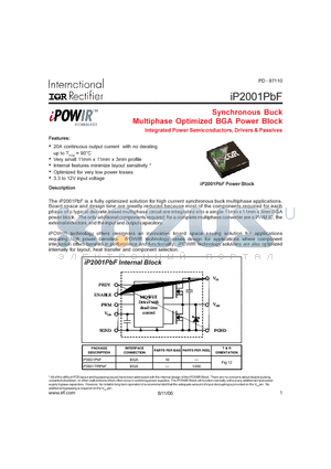 IP2001PBF datasheet - Synchronous Buck Multiphase Optimized BGA Power Block