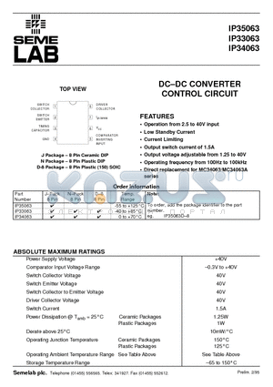 IP34063 datasheet - DC-DC CONVERTER CONTROL CIRCUIT