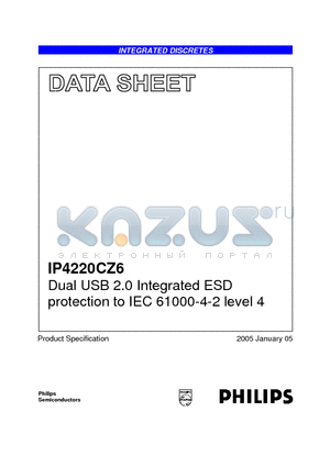 IP4220CZ6 datasheet - Dual USB 2.0 Integrated ESD protection to IEC 61000-4-2 level 4