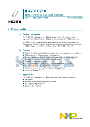 IP4281CZ10 datasheet - ESD protection for high-speed interfaces