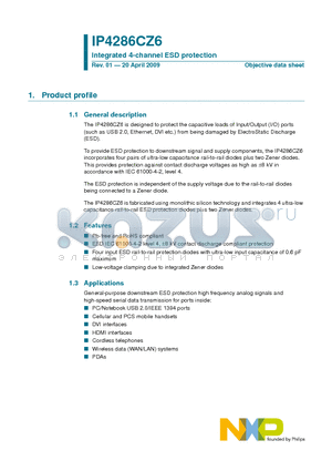 IP4286CZ6-TTD datasheet - Integrated 4-channel ESD protection