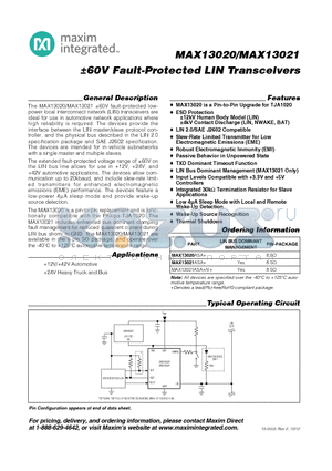 MAX13020_12 datasheet - a60V Fault-Protected LIN Transceivers