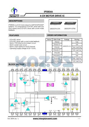 IP5954A datasheet - 4-CH MOTOR DRIVE IC