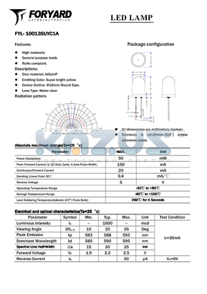 FYL-10013SUYC1A datasheet - LED LAMP