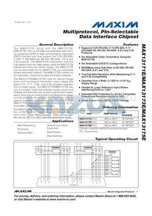 MAX13171EETU+ datasheet - Multiprotocol, Pin-Selectable Data Interface Chipset