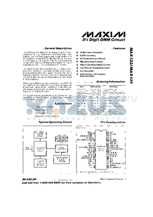 MAX133 datasheet - 3m Digit DMM Circuit