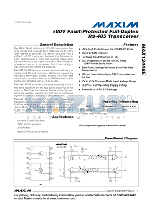 MAX13448E datasheet - 80V Fault-Protected Full-Duplex RS-485 Transceiver