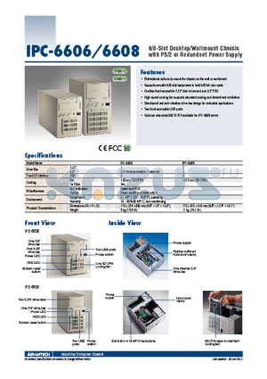 IPC-6608_12 datasheet - 6/8-Slot Desktop/Wallmount Chassis with PS/2 or Redundant Power Supply