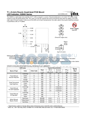 G294H datasheet - T-1, (3-mm) Round, Quad-level PCB Mount LED Indicator