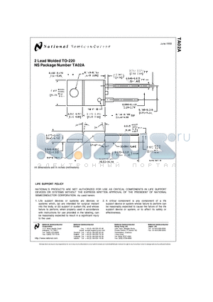 TA02A datasheet - 2 Lead Molded TO - 220 NS Package Number TA02A