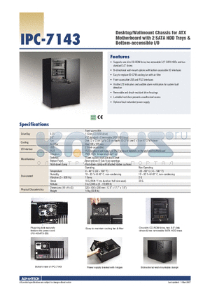 IPC-7143-00XE datasheet - Desktop/Wallmount Chassis for ATX Motherboard with 2 SATA HDD Trays & Bottom-accessible I/O