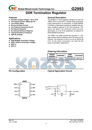 G2993P1X datasheet - DDR Termination Regulator