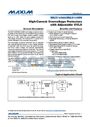 MAX14586 datasheet - High-Current Overvoltage Protectors with Adjustable OVLO