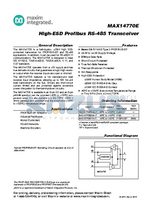 MAX14770EATA datasheet - High-ESD Profibus RS-485 Transceiver