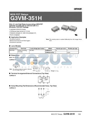 G3VM-351HTR datasheet - MOS FET Relays