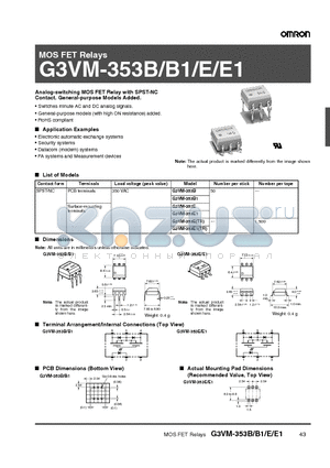 G3VM-353ETR datasheet - MOS FET Relays
