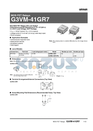 G3VM-41GR7 datasheet - MOS FET Relays