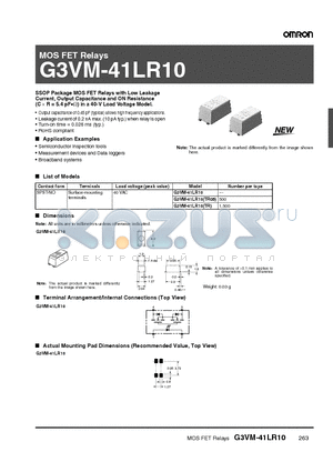 G3VM-41LR10TR05 datasheet - MOS FET Relays