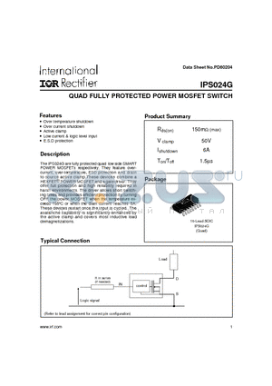 IPS024G datasheet - QUAD FULLY PROTECTED POWER MOSFET SWITCH