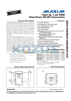 MAX1556AETB+ datasheet - 16lA IQ, 1.2A PWM Step-Down DC-DC Converters