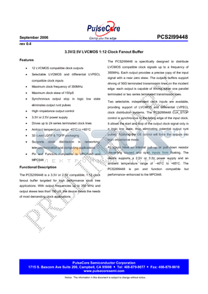 PCS2I99448 datasheet - 3.3V/2.5V LVCMOS 1:12 Clock Fanout Buffer