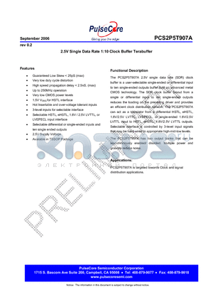 PCS2I5T907AG-48TR datasheet - 2.5V Single Data Rate 1:10 Clock Buffer Terabuffer