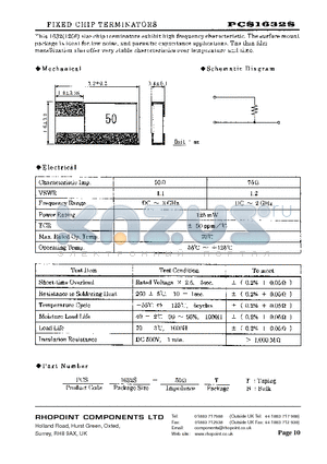 PCS3042W-50OHMT datasheet - FIXED CHIP TERMINTORS