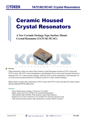 TA4C datasheet - Ceramic Housed Crystal Resonators
