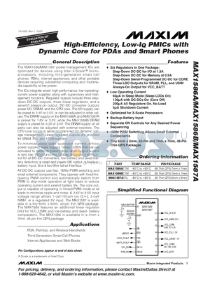 MAX1586A datasheet - High-Efficiency, Low-IQ PMICs with Dynamic Core for PDAs and Smart Phones