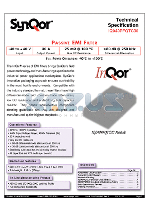 IQ040PFQTC30SRS-G datasheet - Passive EMI Filter